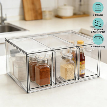 Prsildan Acrylic Makeup Organizer, 2 Pack Stackable Storage Drawers with 6 Drawers for Office Desk Vanity Craft Room Clear Drawer Organizers for Hair Accessories Art Supplies Cosmetics Modular System
