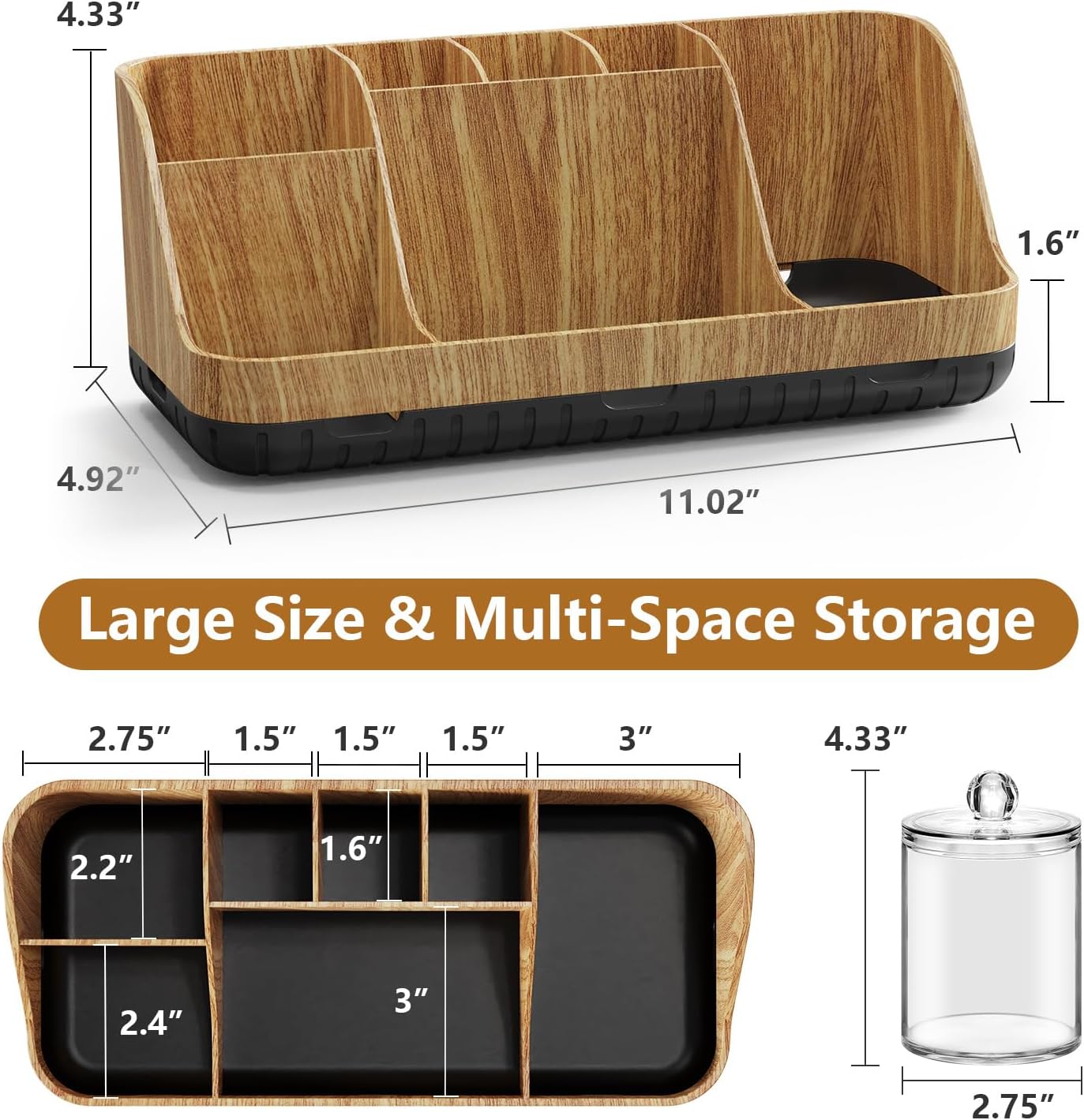 GFWARE Bathroom Organizers and Storage - Detachable 7 Slots Kids Electric Toothbrush and Toothpaste Holde Drainage for Bathroom Accessories Organization Counter Vanity Storage
