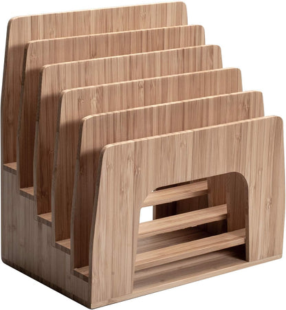 MobileVision Bamboo Desktop File Folder Organizer and Paper Tray, 7 Slots