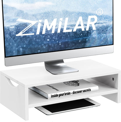 Zimilar Monitor Stand Riser, 2 Tiers Laptop Computer Monitor Riser for PC Screen, iMac, Desktop Wooden Screen Monitor Stand Riser with Storage for Home Office