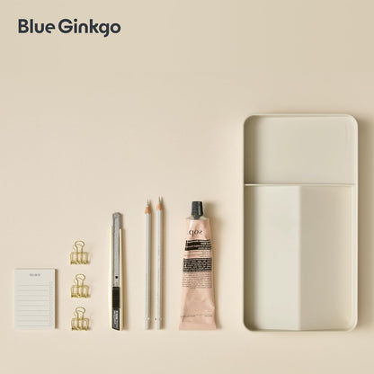 BLUE GINKGO Desk Holder – Korean-Made Office Organizer for Pencils, Pens, Notes, and Desk Supplies (White)