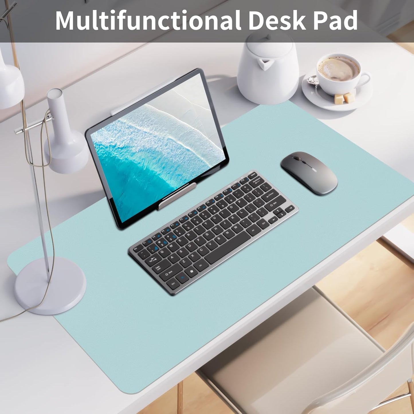 Bloss Leather Desk Pad and Keyboard Wrist Rest, Large Mouse Pad + Keyboard Pad+Mouse Wrist Support, Non-Slip Desk Mat Protector for Office, Home(31.5×15.7 Inches,Beige)