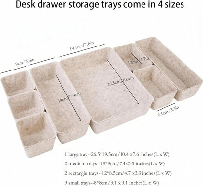 Desk Drawer Organizer Bins, 8pcs Felt Shallow Bathroom Storage Trays, Office Accessories & Workspace Organizers Jewelry & Makeup Boxes Containers(Black)