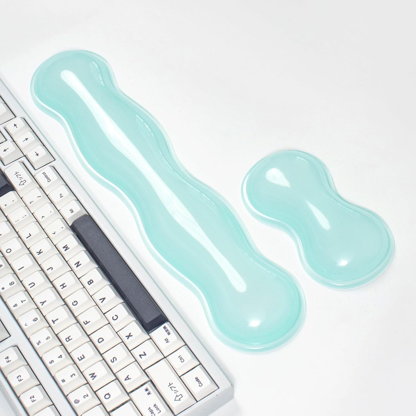 Clear Gel Wrist Rest for Keyboard and Mouse, Green Silicone Mouse Wrist Rest Set, Cute Ergonomic Wrist Rest for Keyboard 60%/75%(Green)