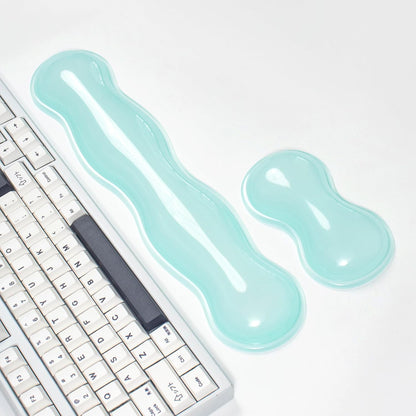Clear Gel Wrist Rest for Keyboard and Mouse, Green Silicone Mouse Wrist Rest Set, Cute Ergonomic Wrist Rest for Keyboard 60%/75%(Green)