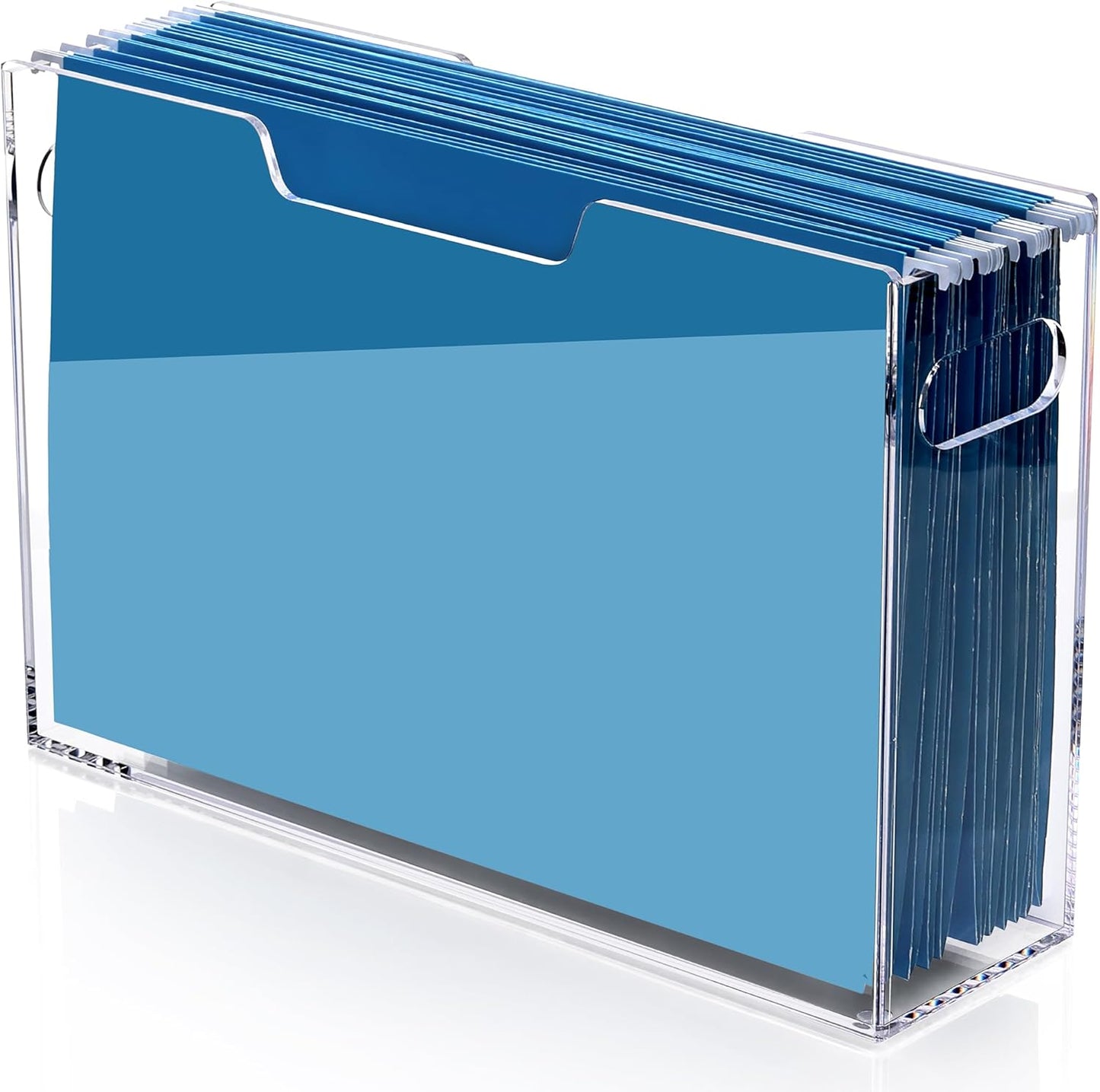 Acrylic File Folder Organizer, Clear Hanging File Organizer Box for Letter Size, Desktop File Holder with Handles, Slim Filing Storage Box for Desk Office Home Work -1 Pack