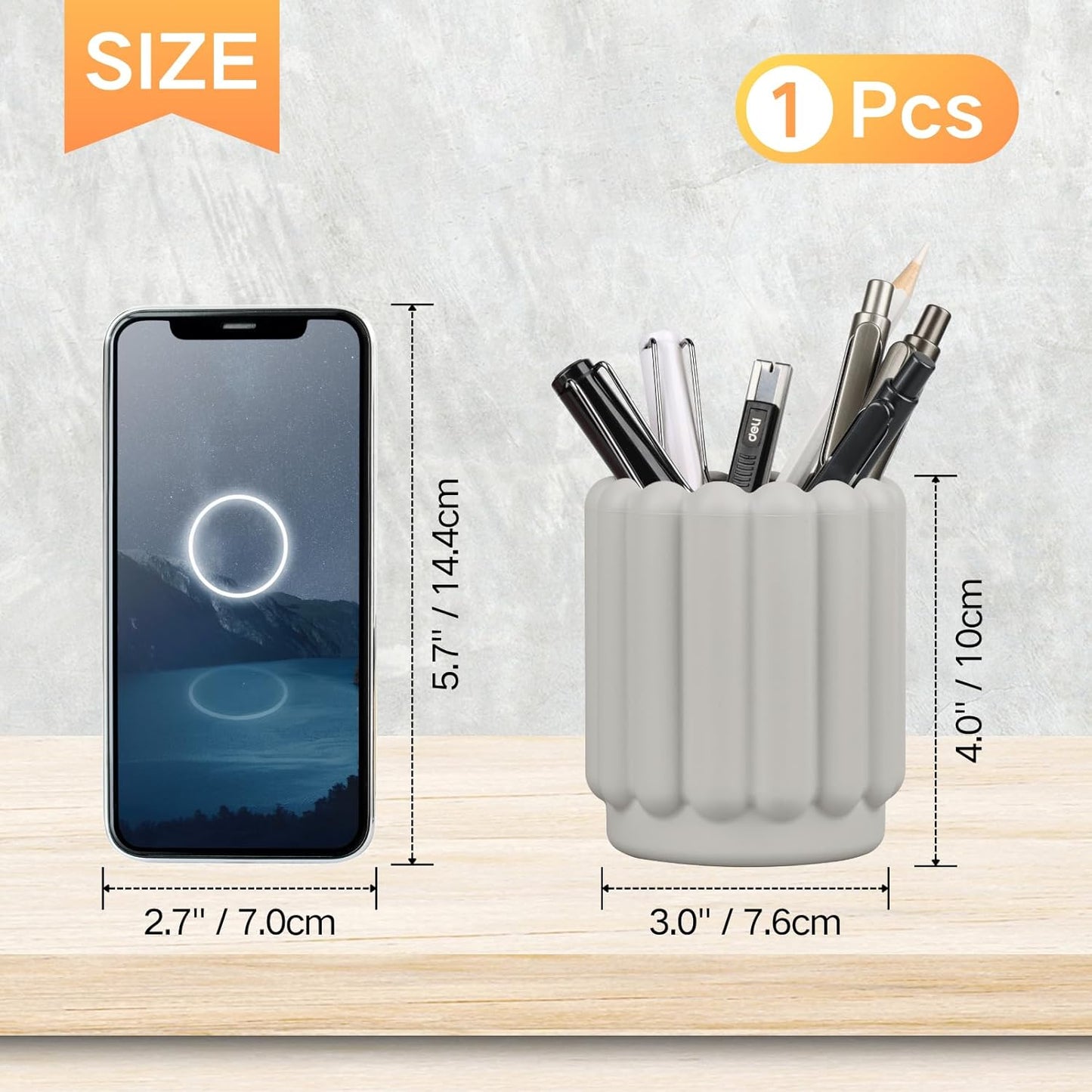 Silicone Pen Holder, Pencil Holder Cute Pens Cup for Desk for Kids Office Decor Desk Accessories Pen Pot Desk Organizer (White)