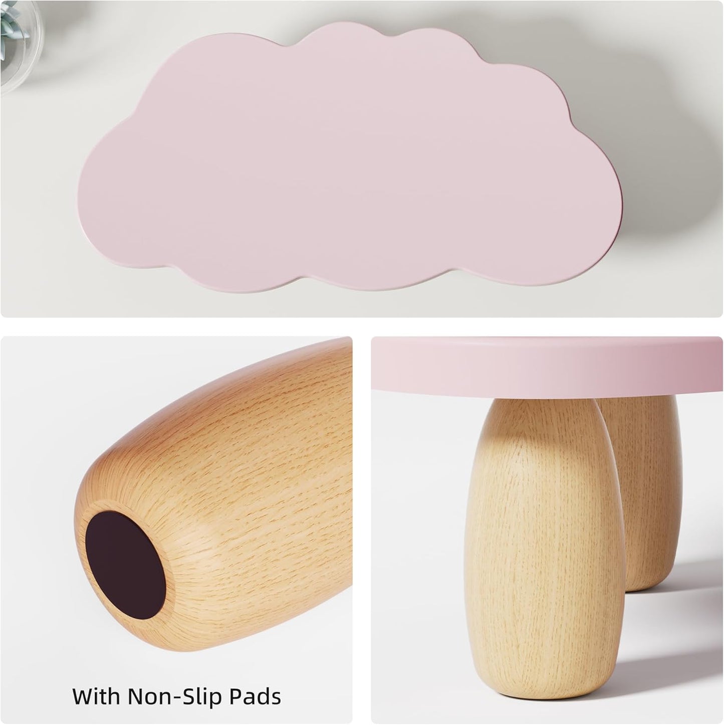 AFOOYO Monitor Stand Riser,Cloud Shape Wood Computer Monitor Stand, 16.5IN Monitor Stand Riser, Multi-Purpose Desktop Organizer Riser for Computer,Laptop,Printer,TV,Pink