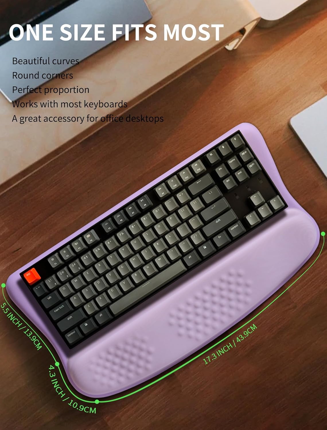 Ergonomic Wave Wrist Rest with Keyboard Stand, Cushioned Palm Rest, Comfortable Integrated Memory Foam for Natural Typing and Relieve Wrist Pain, Dark Night Black