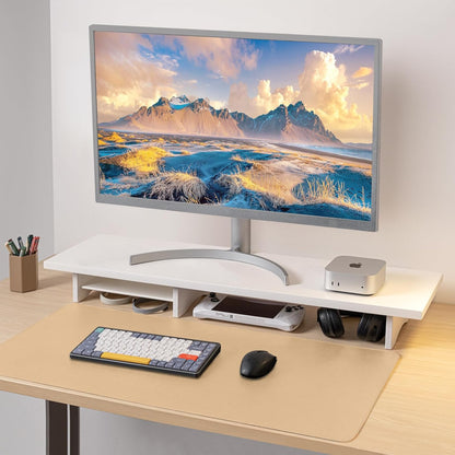 Bamboo Dual Monitor Stand Riser Natural, 2-Tier Desk Monitor Riser for 2 Monitors, Supports for PC Computer Monitor, Printer, Heavy TV Riser up to 300 lbs