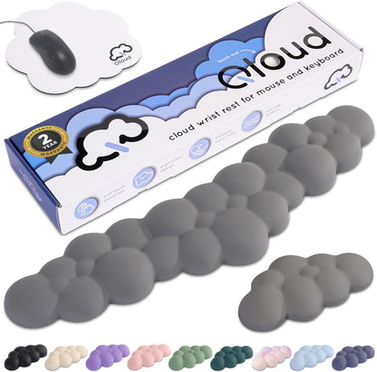 Cloud Keyboard Wrist Rest – Create-ables Qloud Cloud Wrist Rest for Computer Keyboard and Mouse, Ergonomic Memory Foam Wrist Pad with Non-Slip Base, Includes Cloud Mouse Pad – White