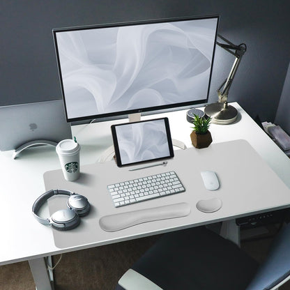 Bloss Leather Desk Pad and Keyboard Wrist Rest, Large Mouse Pad + Keyboard Pad+Mouse Wrist Support, Non-Slip Desk Mat Protector for Office, Home(31.5×15.7 Inches,Beige)