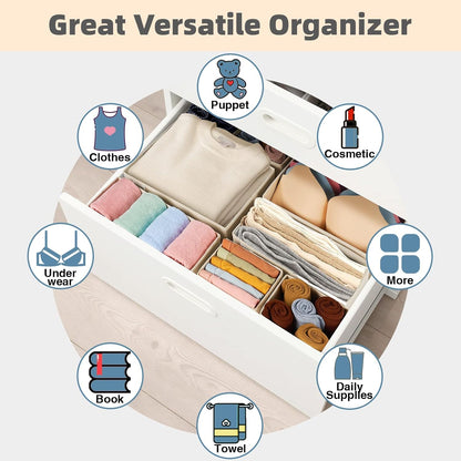 Criusia Drawer Organizer Clothes, 8 Pack Underwear Organizer, Foldable Closet Organizers and Storage Dresser Dividers for Clothes, Socks, Scarves, Ties (Gray)