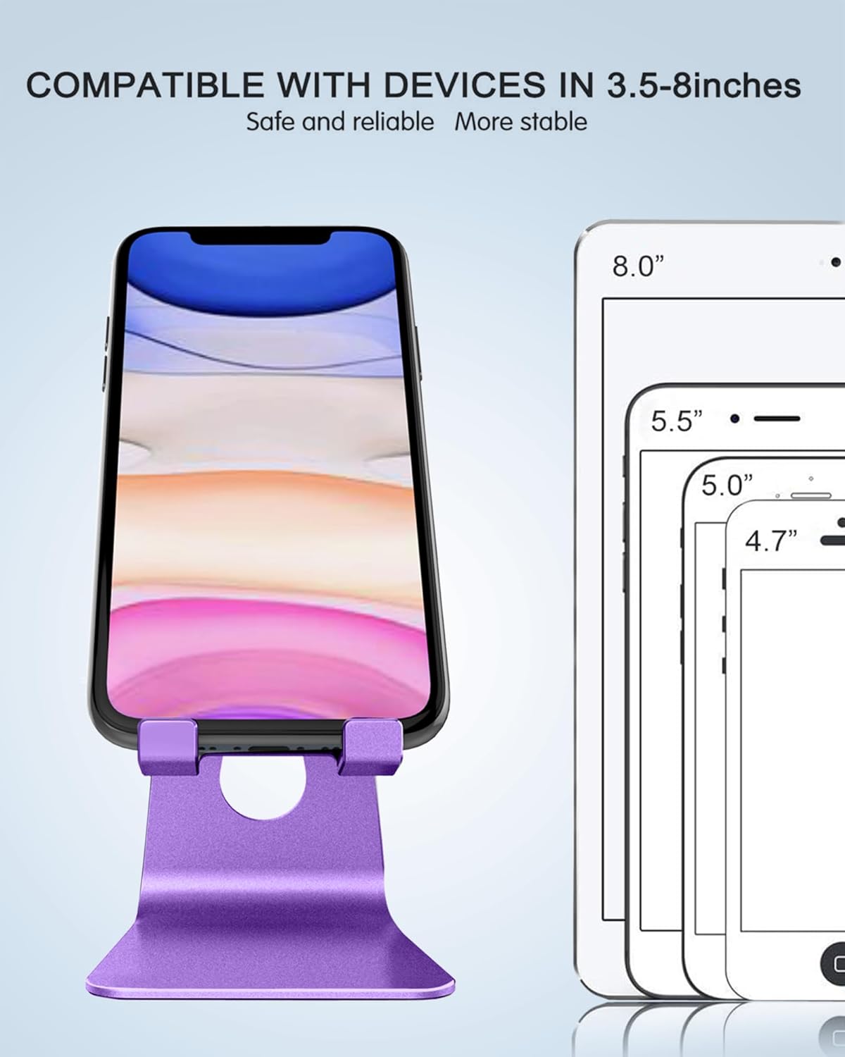 CreaDream Adjustable Cell Phone Stand, Phone Stand, Cradle, Dock, Holder, Aluminum Desktop Stand Compatible with Phone 16 15 14 13 12 11 Pro Max Plus SE, Accessories Desk, All Mobile Phones-Rose Gold