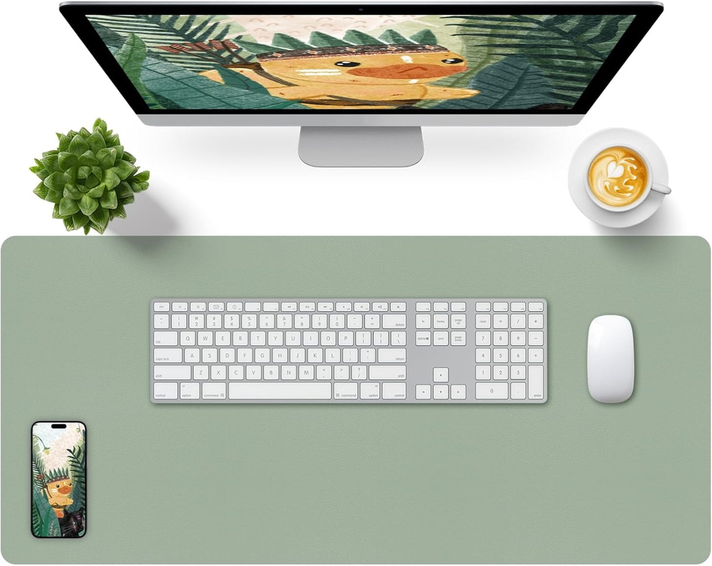 Bloss Leather Desk Pad and Keyboard Wrist Rest, Large Mouse Pad + Keyboard Pad+Mouse Wrist Support, Non-Slip Desk Mat Protector for Office, Home(31.5×15.7 Inches,Beige)