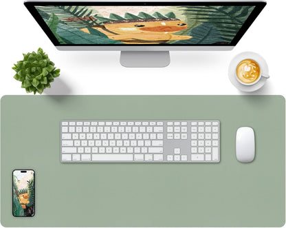 Bloss Leather Desk Pad and Keyboard Wrist Rest, Large Mouse Pad + Keyboard Pad+Mouse Wrist Support, Non-Slip Desk Mat Protector for Office, Home(31.5×15.7 Inches,Beige)