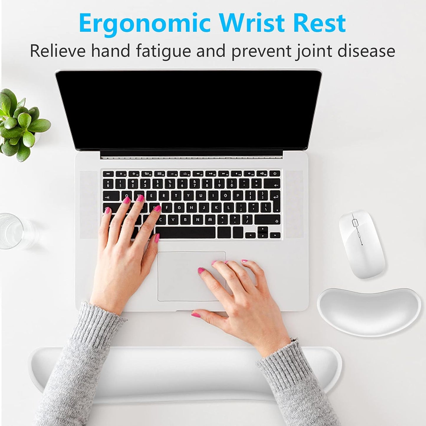 Dapesuom Enlarge Keyboard Wrist Rest, Cute Memory Foam Keyboard Wrist Cushion for Computer Desk Mats Support, Typing Pain Relief Ergonomic Mouse Pad Rests with Non-Slip Base for Gaming, Laptop, Purple