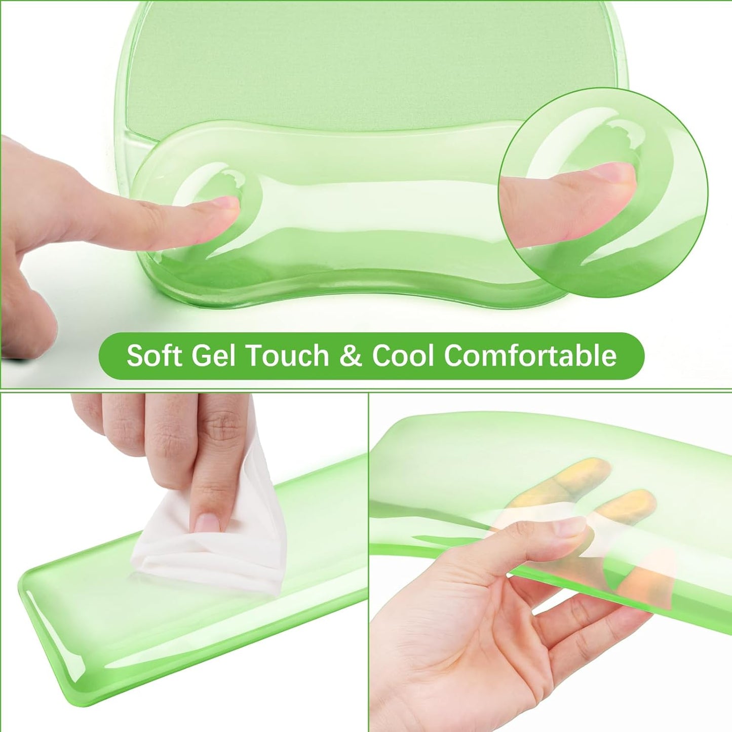 MOSISO Gel Wrist Rest Support for Mouse Pad&Keyboard Set, Irregular Oval Ergonomic Mousepad Keyboard Pad Non-Slip Base Home/Office Pain Relief&Cooling Gel Easy Typing Pad for Computer Laptop, Pink