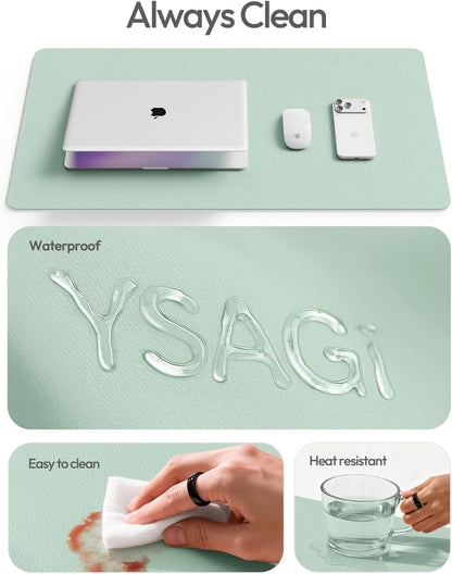 YSAGi Leather Desk Protector, Office Mat, Large Mouse Mat, Non-Slip PU Leather Blotter, Laptop Pad, Waterproof Writing Pad for Office and Home (Light Pink, 23.6" x 13.8") - Colors A