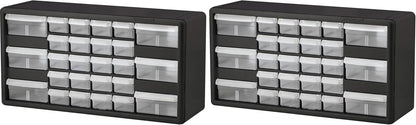 Akro-Mils 24-Drawer Plastic Drawer Storage Cabinet for Garage Organization, Bead Organizer, Building Bricks Storage, Teacher Toolbox, Makeup Organizer, 20" W x 6" D x 16" H, 10124 Black