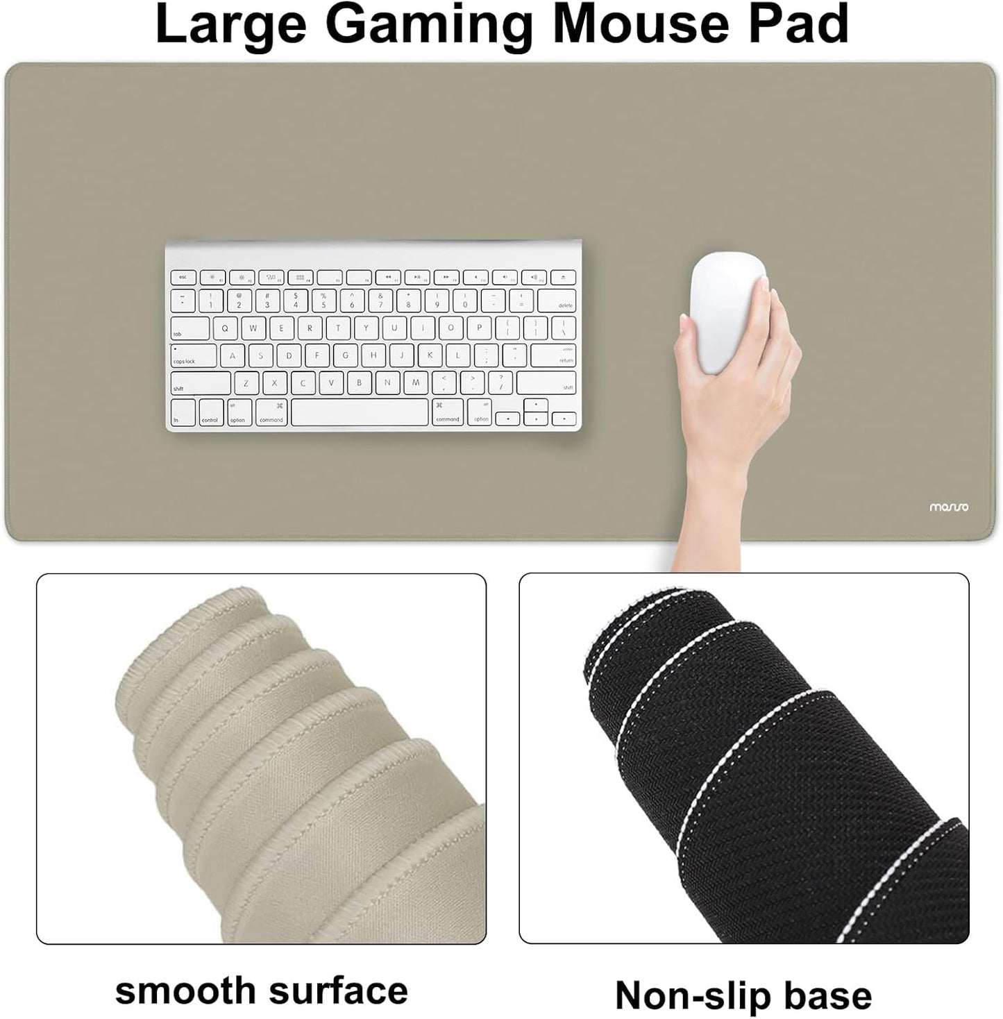 MOSISO Keyboard Mouse Pad Set, Large Gaming Mouse Pad&Rectangular Keyboard Wrist Rest&Mousepad with Wrist Rest&Coaster, Ergonomic Non-Slip&Easy Typing Pad with Curved Silicone Lining, Antique Green