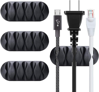 BEADNOVA Cable Clips Cord Organizer Cable Management Wire Cord Holder 24 Pcs Adhesive Wire Holder for Car Charging Accessory PC Office (Black,1 Slots, 2 Slots, 3 Slots,5 Slots)