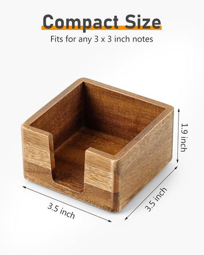 Acacia Wood Desk Organizer Set with Sticky Note Holder, Pencil Pen Cup & Paper Clip Storage, Office Desk Accessories for Marker Craft (Set of 3)
