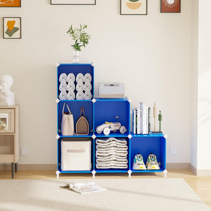 AWTATOS Cube Storage Organizer, Storage Cubes Shelves Bookshelf, 6 Cube Closet Organizers and Storage, DIY Stackable Plastic Clothes Organizer Shelving for Bedroom, Home, White
