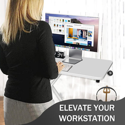 Aconcept Extra-Slim 26 x 14 inch White Lift Standing Desk Converter, Manual Adjustable Height Sit Stand up Desk Riser, Compact for Monitor or Laptop Workstation