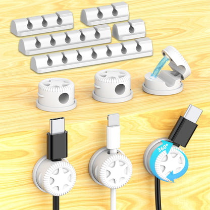 11PCS Cable Management Cord Holder Organizer, Magnetic Cable Clips Adhesive Wire Keeper, Under Desk for Bedside Nightstand Table Desktop USB Wall Car Office Workspace Accessories (Black)