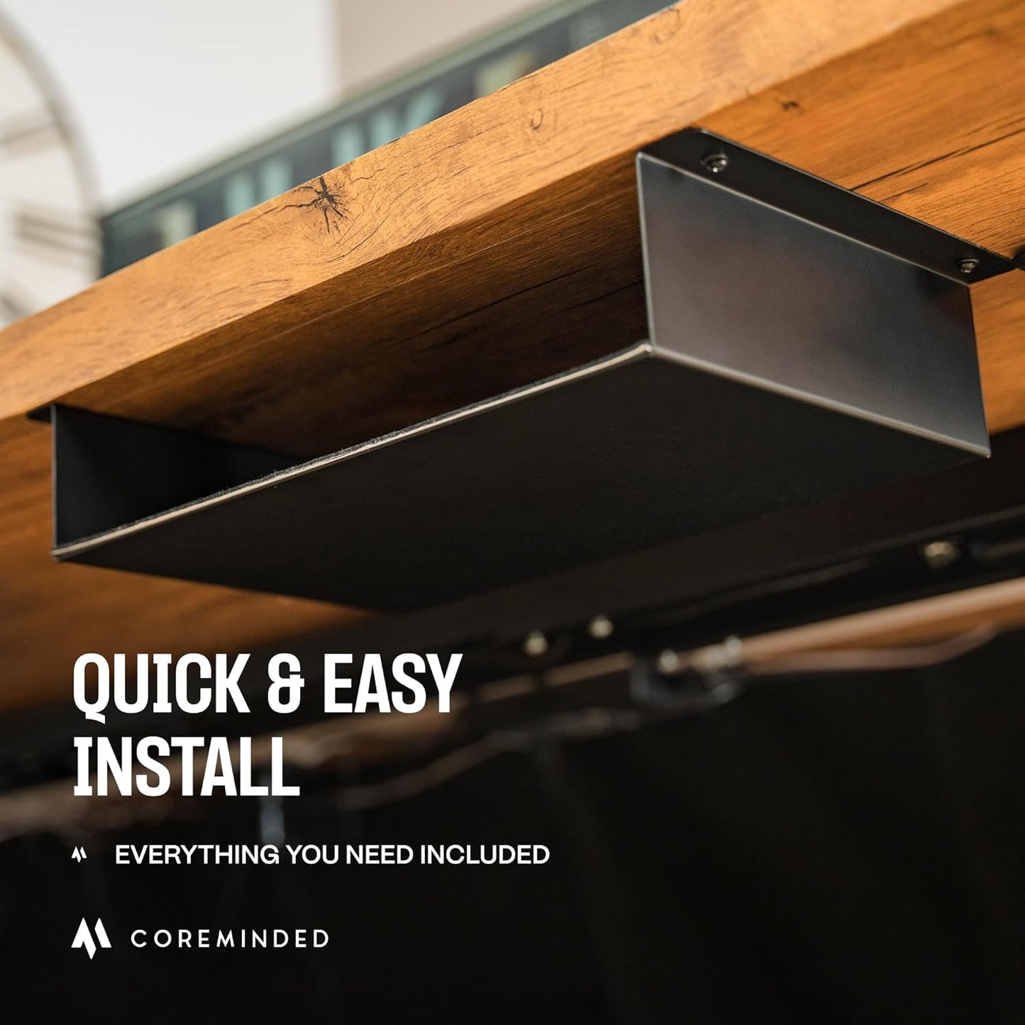 Under Desk Drawer Slide Out Attachment - Carbon Steel Undermount Table Drawer with Cable Management, Pull Out Add-On Storage for Office & Standing Desks (13" x 8" x 2.8")
