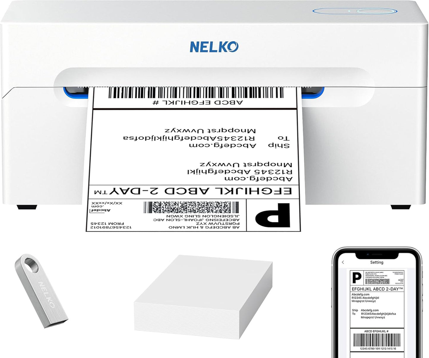 Nelko Bluetooth Thermal Shipping Label Printer, Wireless 4x6 Shipping Label Printer for Shipping Packages, Support Android, iPhone and Windows, Widely Used for Amazon, Shopify (Black)