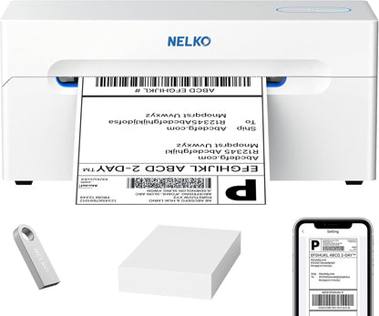 Nelko Bluetooth Thermal Shipping Label Printer, Wireless 4x6 Shipping Label Printer for Shipping Packages, Support Android, iPhone and Windows, Widely Used for Amazon, Shopify (Black)
