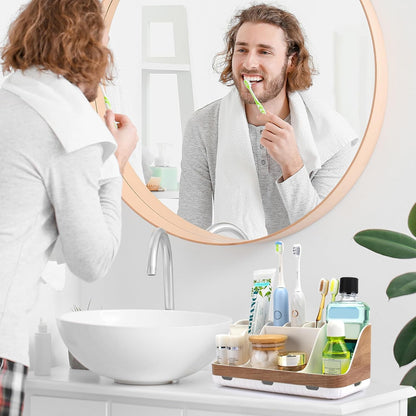 GFWARE Bathroom Organizers and Storage - Detachable 7 Slots Kids Electric Toothbrush and Toothpaste Holde Drainage for Bathroom Accessories Organization Counter Vanity Storage