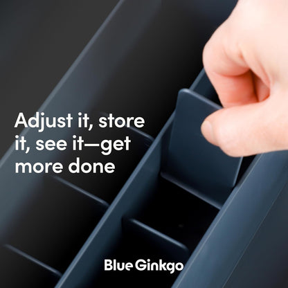 BLUE GINKGO Desk Holder – Korean-Made Office Organizer for Pencils, Pens, Notes, and Desk Supplies (White)