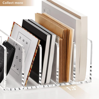 SANRUI Acrylic Mail Sorter Desktop Organizer Holder, 2 Compartments Clear Small File Script Letter Office Document Storage for Desk Bill Filling Envelope Holder Office, Home, School Desk Organization