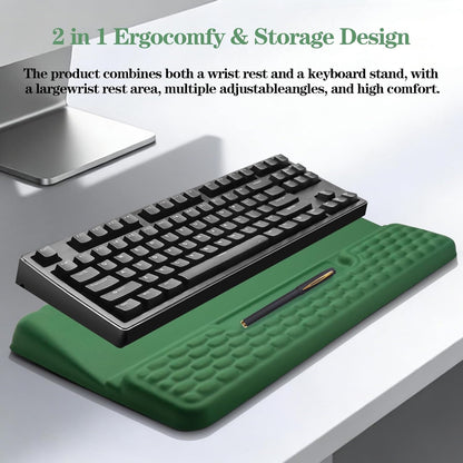 Computer Keyboard Stand Pad with Wrist Rest, Ergonomic Comfy Tilted Keyboard Stand Riser Holder Pad for Office Home (Black)