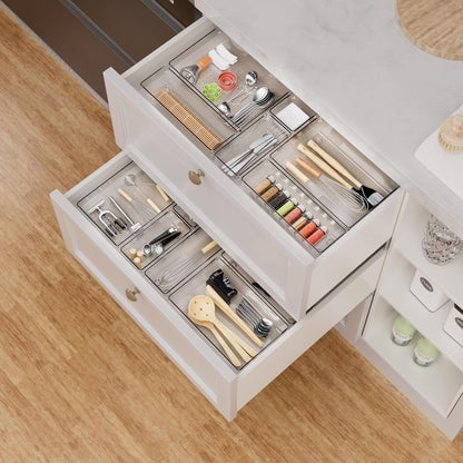 Drawer Organizer, Makeup Organizer, Desk Drawer Organizer, Acrylic Storage Bins for Makeup, Skincare, Jewelry, Office Supplies Used in Vanity, Kitchen, Bedroom, Bathroom, Office - 25pcs