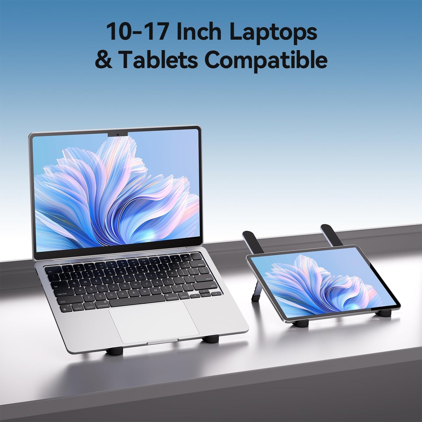 ICE COOREL Portable Laptop Stand, Foldable Laptop Riser for Desk, 6-Level Adjustable Ergonomic Computer Stand, Premium Aluminum Alloy Notebook Holder Compatible with 10-17 Inch Laptops & Tablets
