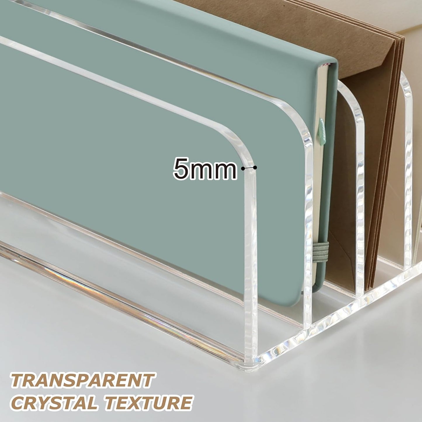 SANRUI Acrylic File Mail Desktop Organizer Sorters,3 Compartments Laddered Clear Desk Letter Organizer Office Document Sorter,Multifunction Envelope Folder Racks Holders for Office,Home, School