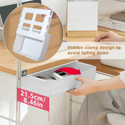 FRETONBA Large Under Desk Drawer Slide Out Organizer, Self-Adhesive Hidden Under Table Storage Drawer, Desk Drawer Attachment for Home Office Kitchen, White