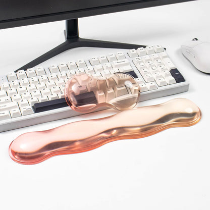 Ergonomic Gel Keyboard and Mouse Wrist Rest Set – Clear Wrist Rest for Computer Keyboard 60%/68%/75%, Comfort & Support for Typing and Gaming (Grey Purple)
