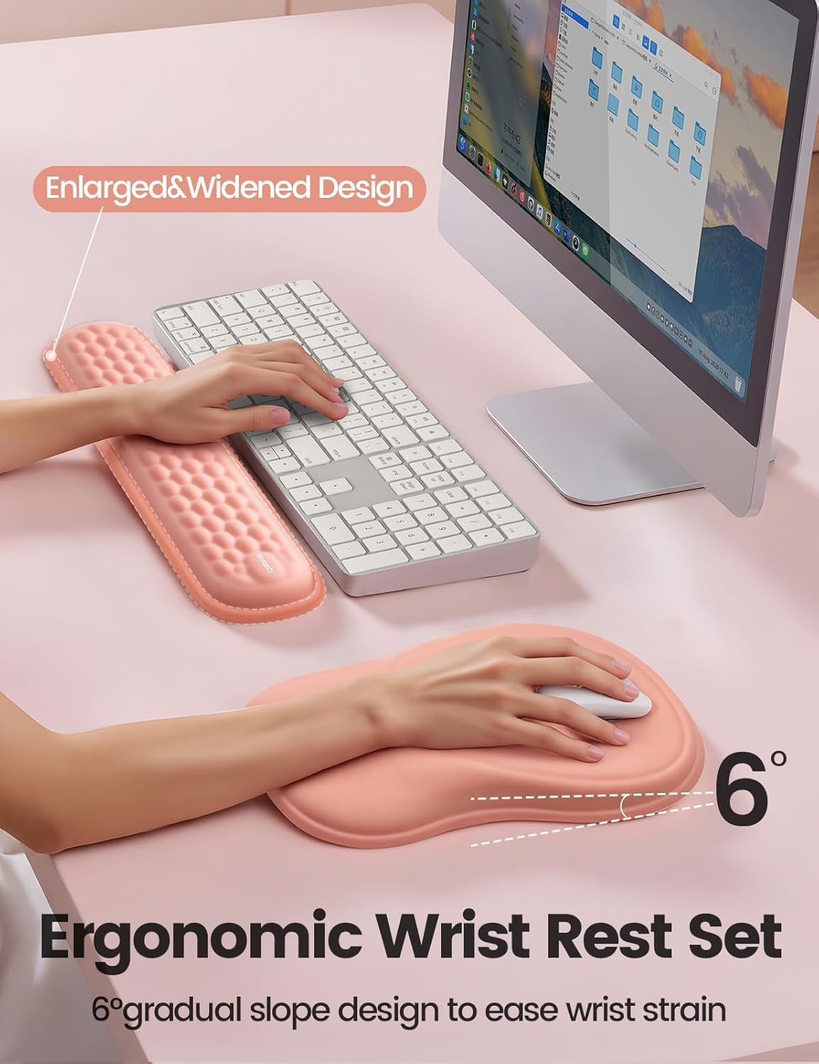 meatanty Keyboard and Mouse Wrist Rest Set, Ergonomic Wrist Pad Support, Computer Hand Palm Rest Combo, Memory Foam Typing Desk Accessory Carpal Tunnel Cushion, Laptop Office Home School-Blue & Black