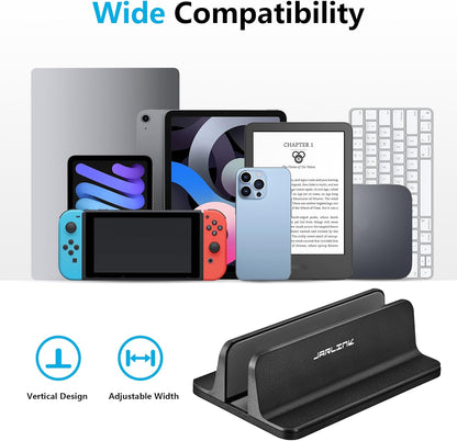 JARLINK Vertical Laptop Stand, Aluminum Laptop Holder Desktop Stand with Adjustable Dock Size (up to 17.3 inches) Compatible with All MacBook/Surface/Dell/Gaming Laptops (Silver)