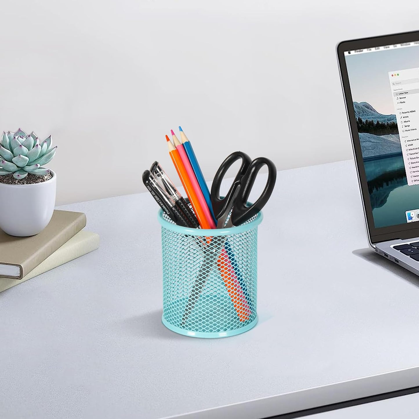 EasyPAG Pencil Holder for Desk, 2 Pack Metal Pen Organizer, Mesh Pencil Cup Organizer for Home, Office, Classroom, School, Black