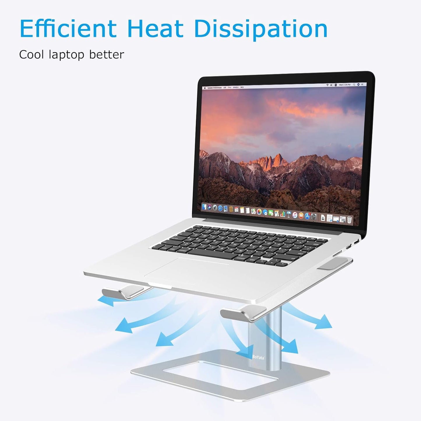 BoYata Laptop Stand, Ergonomic Aluminum Height Adjustable Computer Stand Laptop Holder for Desk, Compatible with MacBook Pro/Air, Dell, Lenovo, HP, Samsung, More Laptops 11-17" (Black)