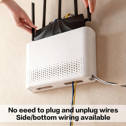 Wall Mounted Router Storage Box - No-Drill WiFi Router Organizer with Heat Dissipation Holes, Cable Management Box for Living Room, Bedroom, Study, Dorm, Apartment