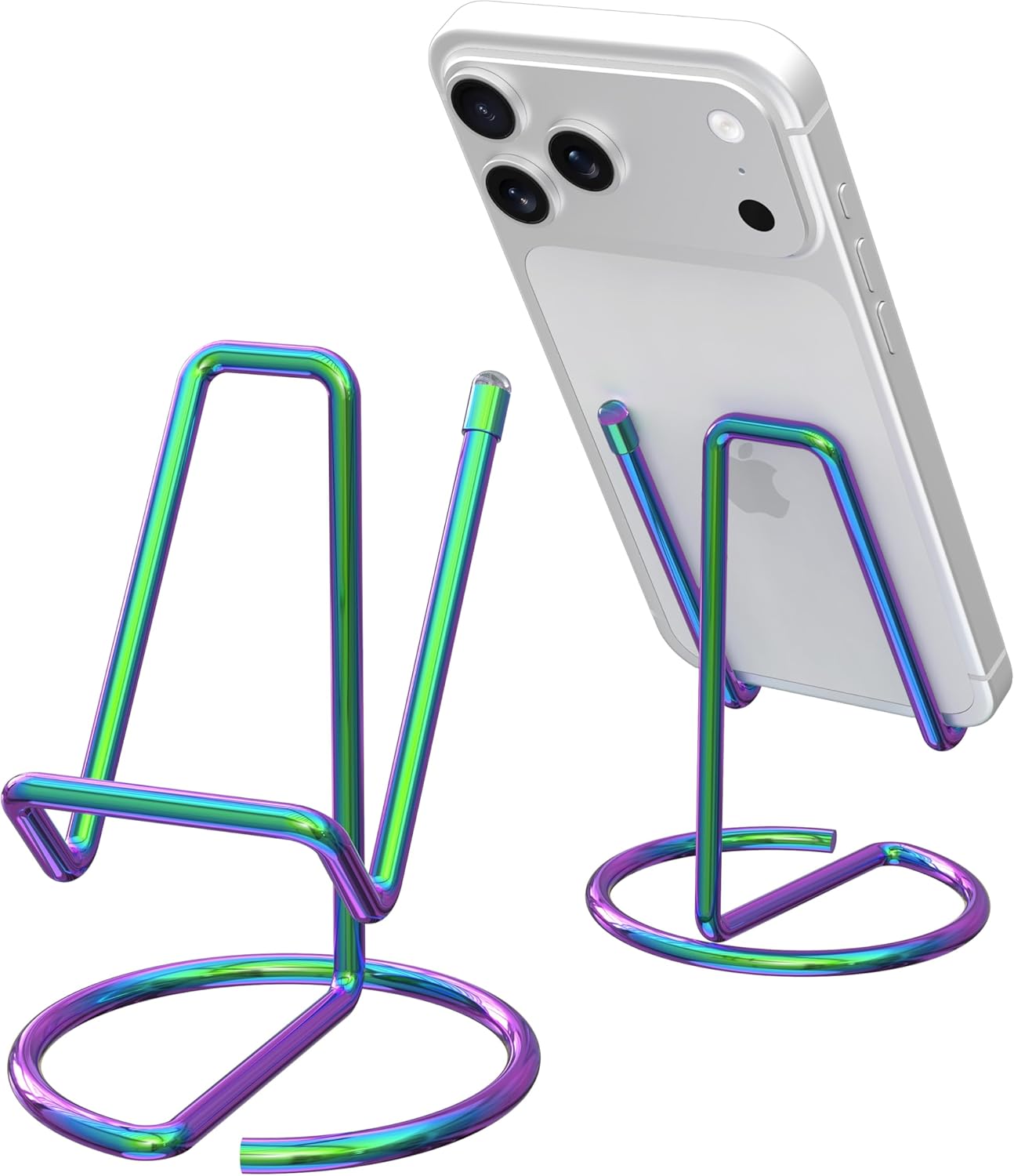 Metal Cell Phone Stand for Desk, Cute One-Piece Phone Holder, Stable Desktop Display Dock for iPhone, iPad, Samsung, Tablets & All Mobile Phones, Gold