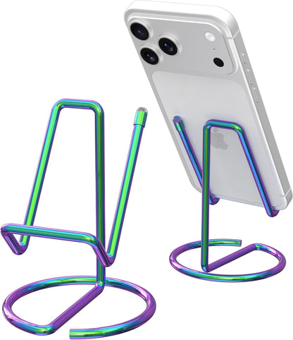 Metal Cell Phone Stand for Desk, Cute One-Piece Phone Holder, Stable Desktop Display Dock for iPhone, iPad, Samsung, Tablets & All Mobile Phones, Gold