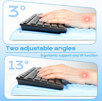 Keyboard Wrist Rest with Ergonomic Height - Computer Keyboard Stand & Soft Cushioned Pad for Wrist Pain Relief - Non-Slip Typing Support for Office, Gaming & Home (Black)